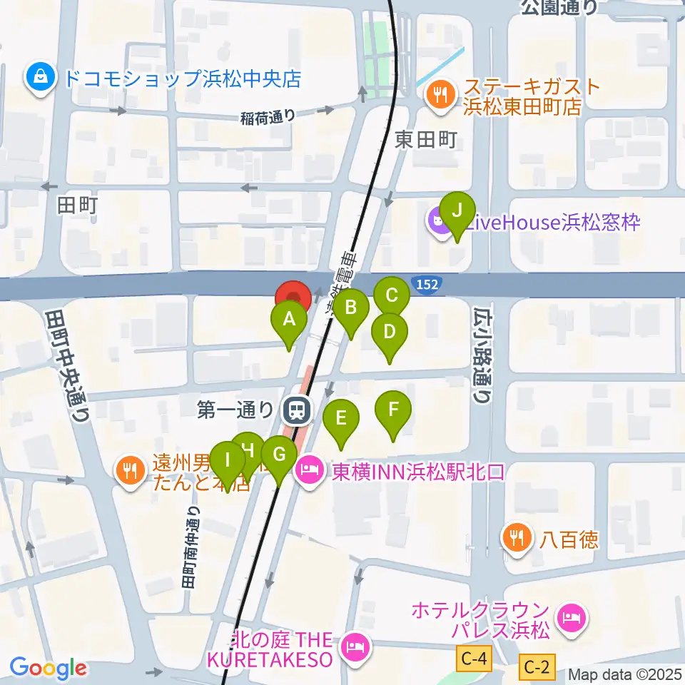 浜松G-SIDE周辺のカフェ一覧地図