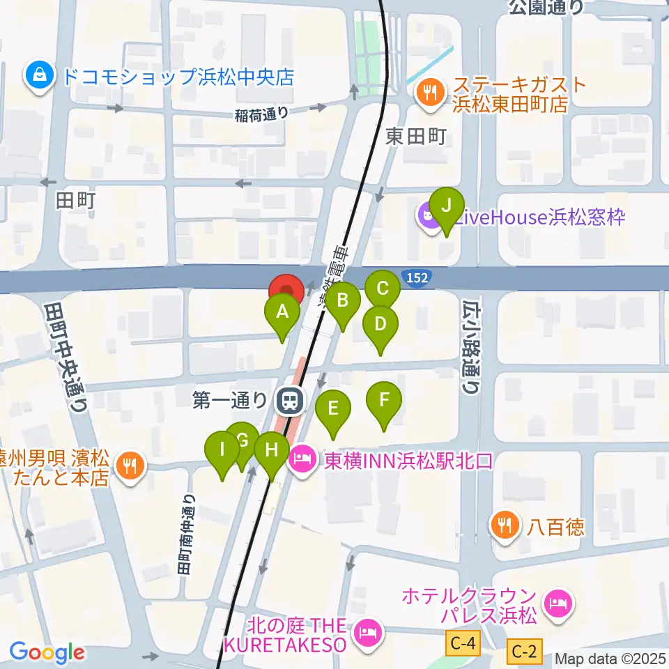 浜松G-SIDE周辺のカフェ一覧地図