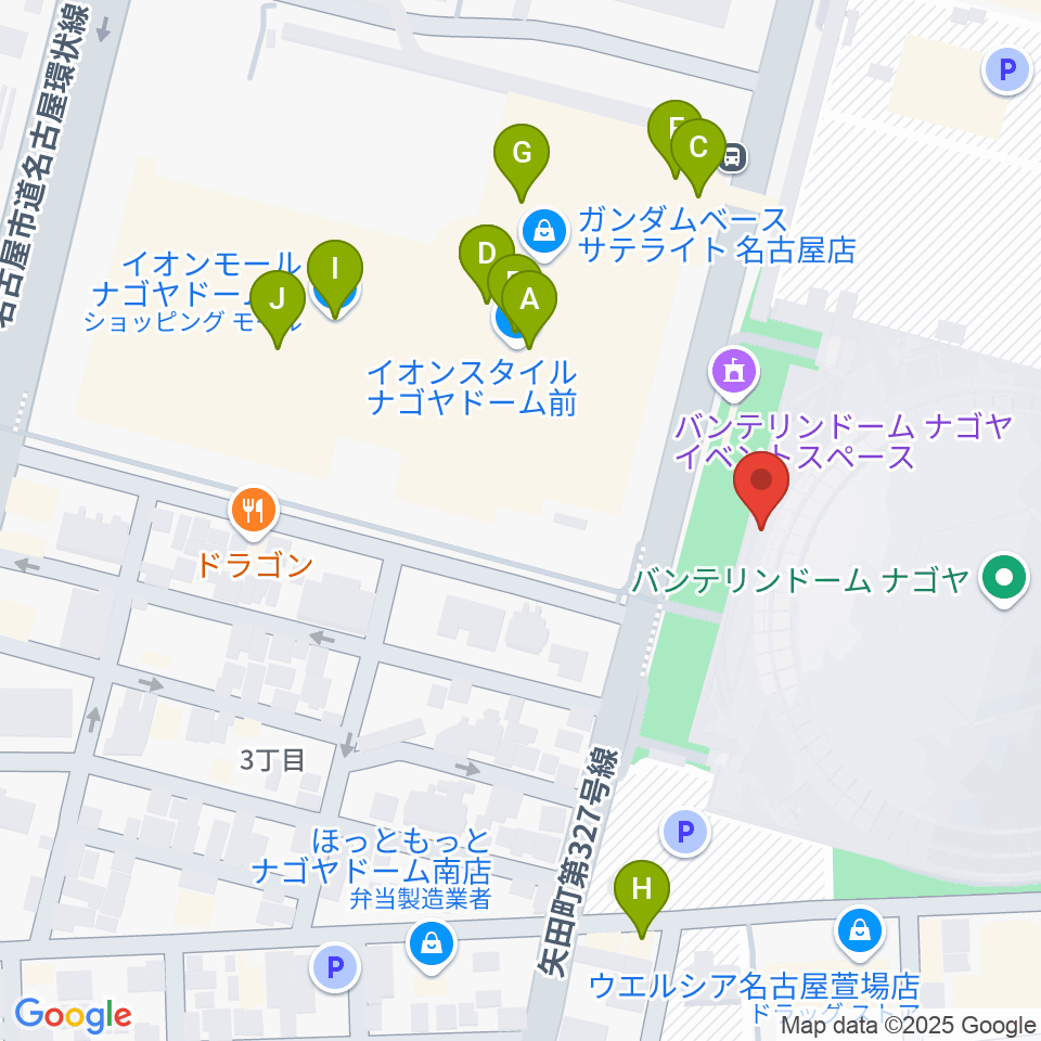 バンテリンドーム ナゴヤ周辺のカフェ一覧地図