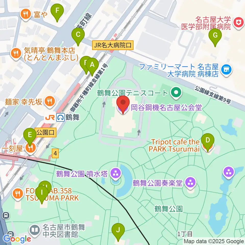 岡谷鋼機名古屋公会堂周辺のカフェ一覧地図