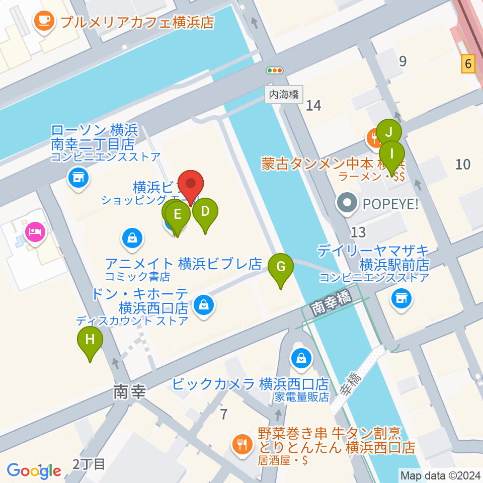 島村楽器 横浜ビブレ店周辺のカフェ一覧地図