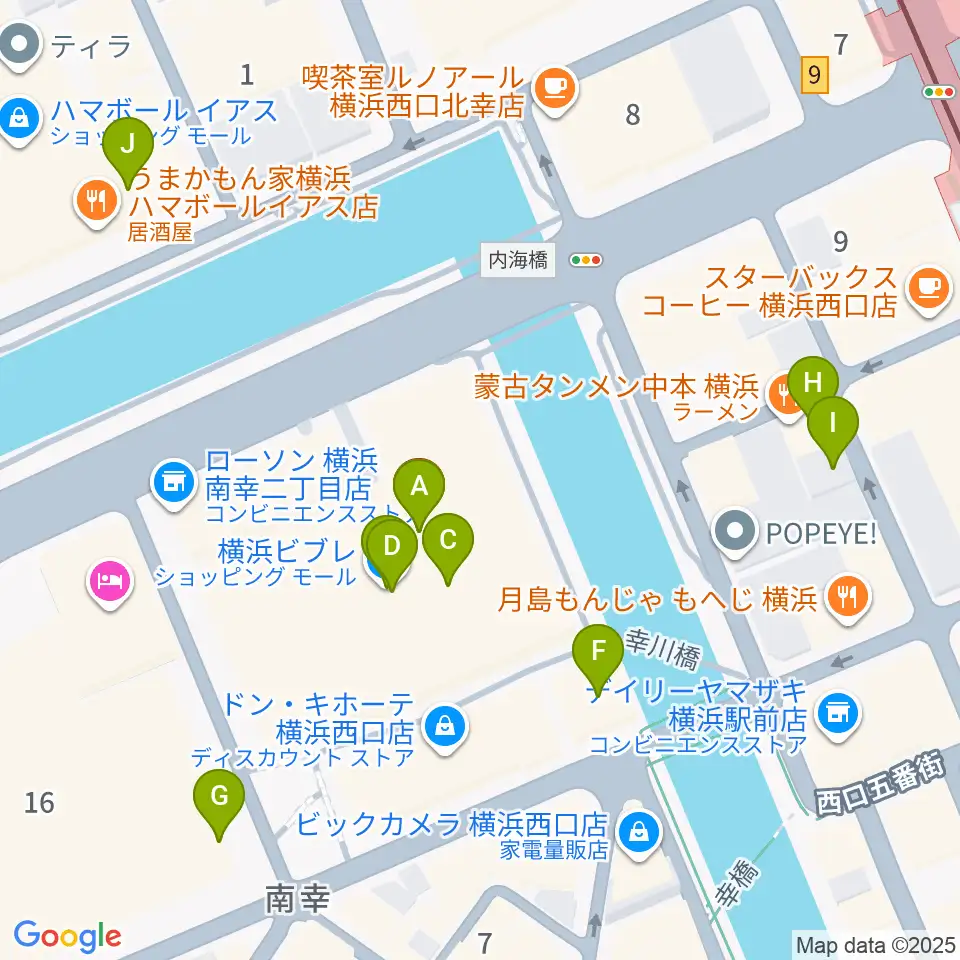 島村楽器 横浜ビブレ店周辺のカフェ一覧地図