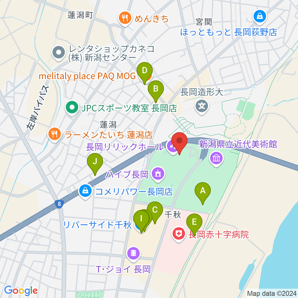 長岡リリックホール周辺のカフェ一覧地図