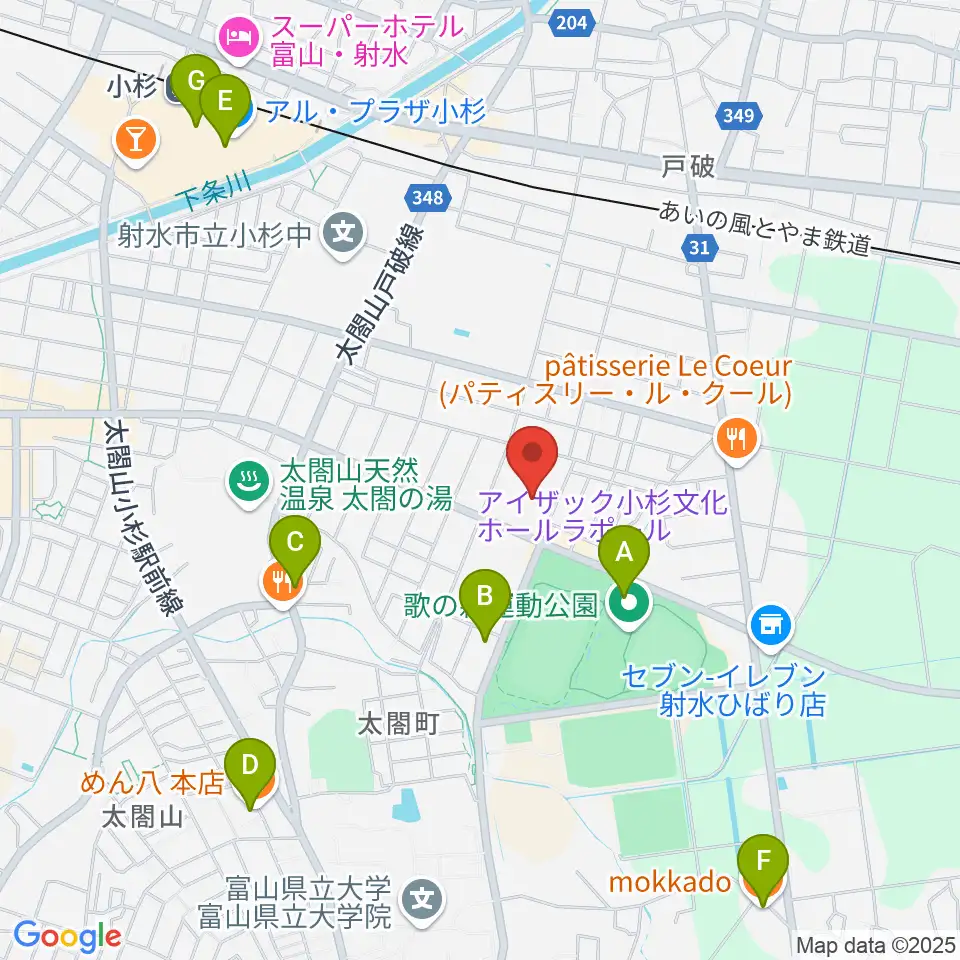 アイザック小杉文化ホール ラポール周辺のカフェ一覧地図
