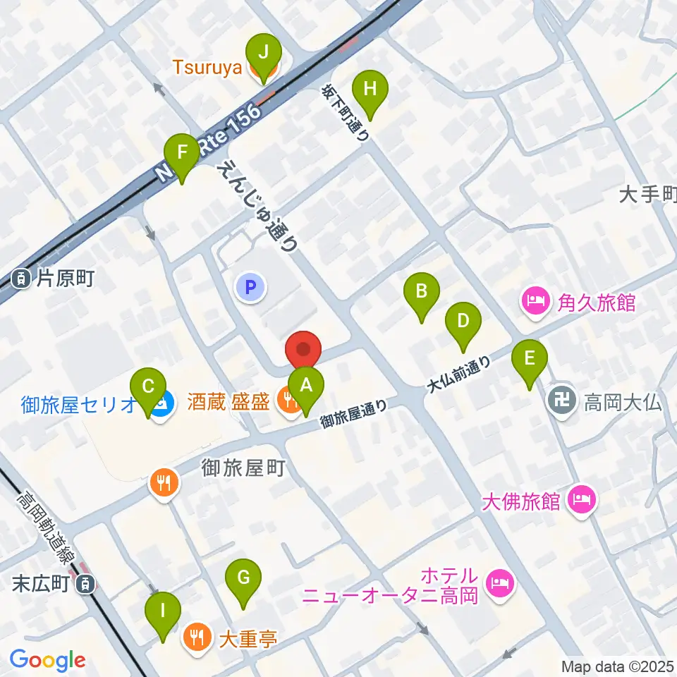 高岡クローバーホール周辺のカフェ一覧地図