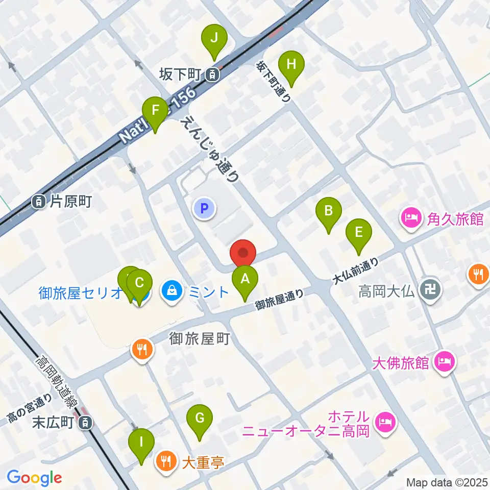 高岡クローバーホール周辺のカフェ一覧地図