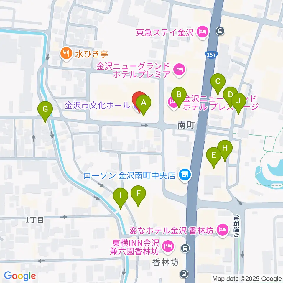 金沢市文化ホール周辺のカフェ一覧地図