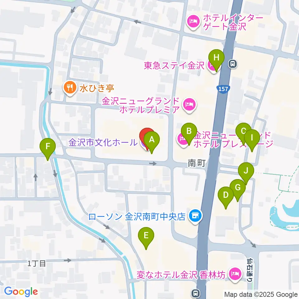 金沢市文化ホール周辺のカフェ一覧地図