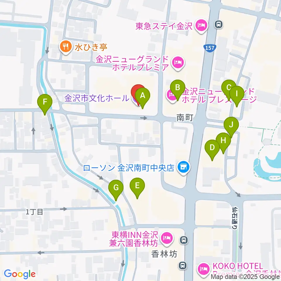 金沢市文化ホール周辺のカフェ一覧地図