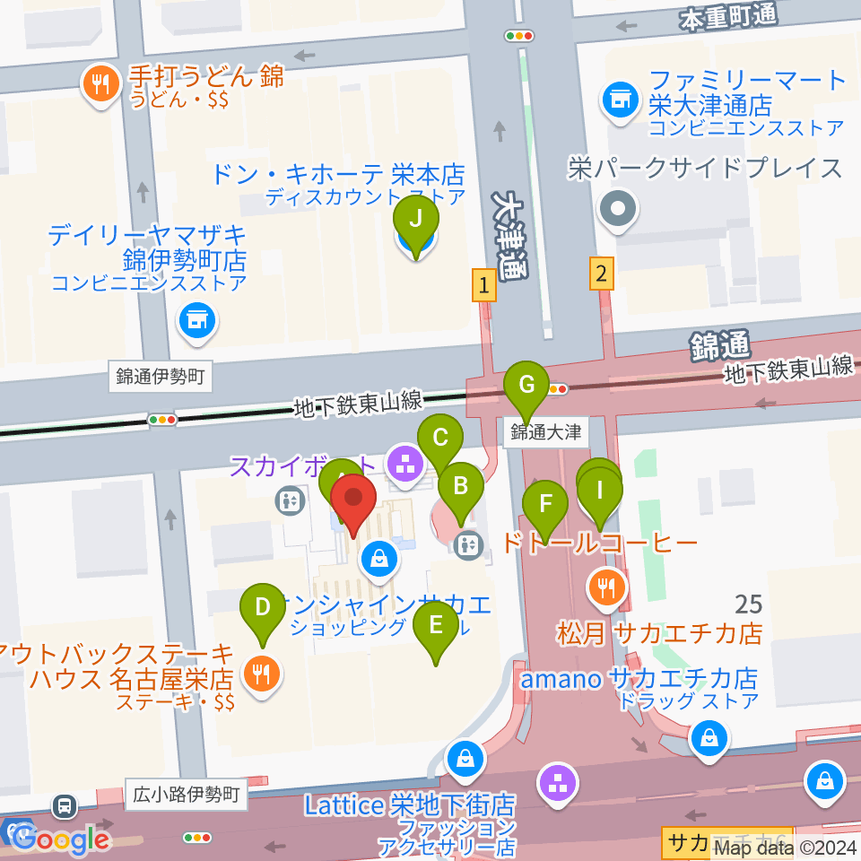 SKE48劇場周辺のカフェ一覧地図