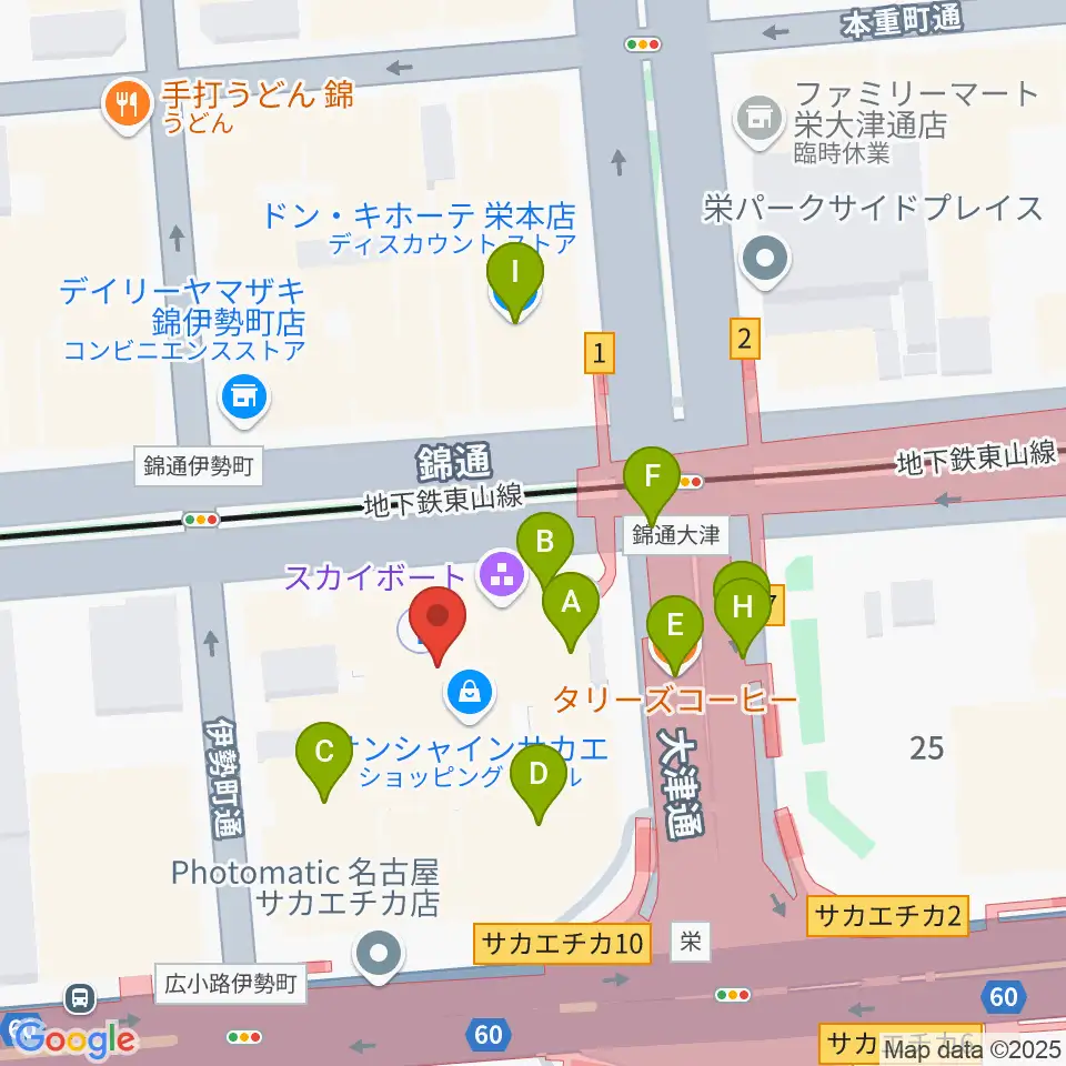 SKE48劇場周辺のカフェ一覧地図