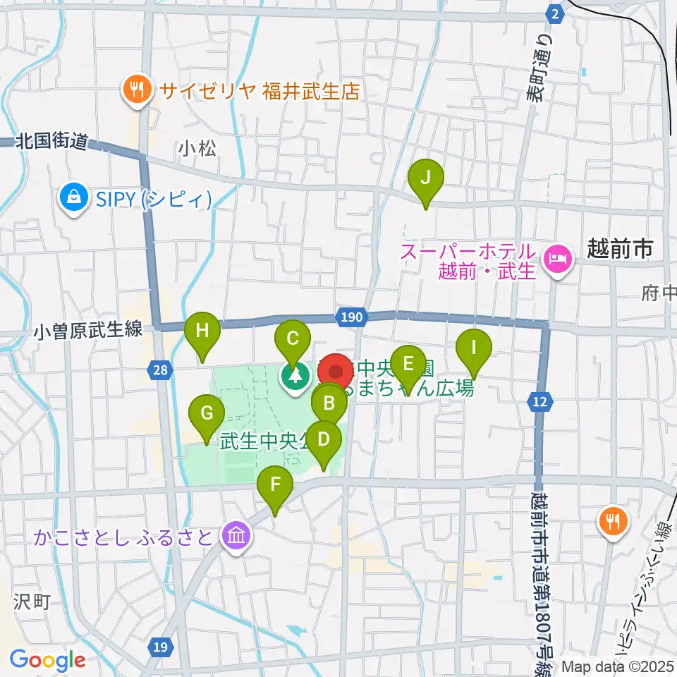 越前市文化センター周辺のカフェ一覧地図