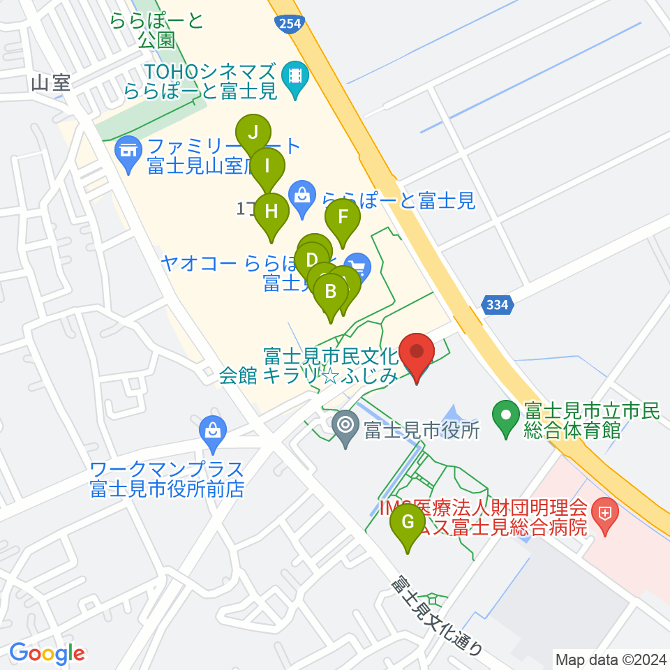富士見市民文化会館キラリふじみ周辺のカフェ一覧地図