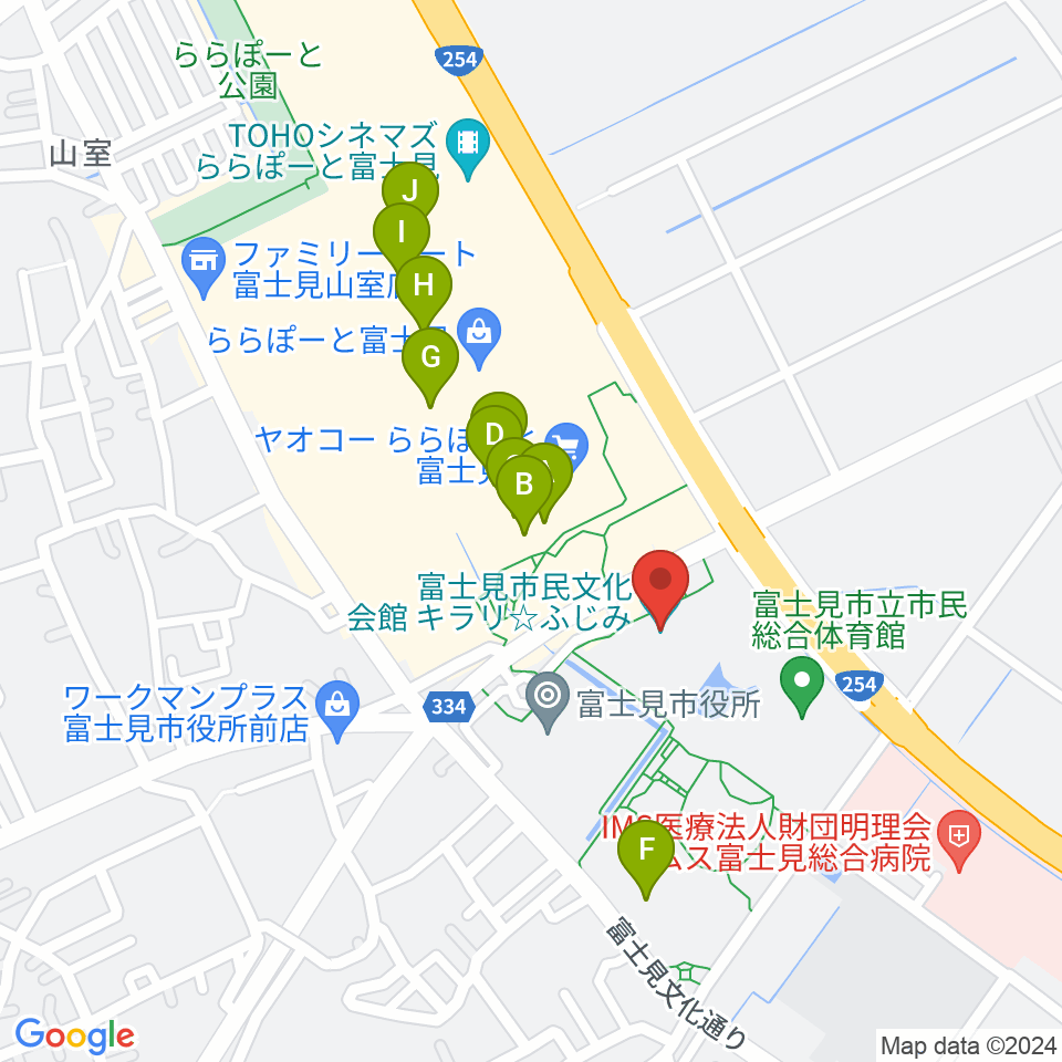 富士見市民文化会館キラリふじみ周辺のカフェ一覧地図