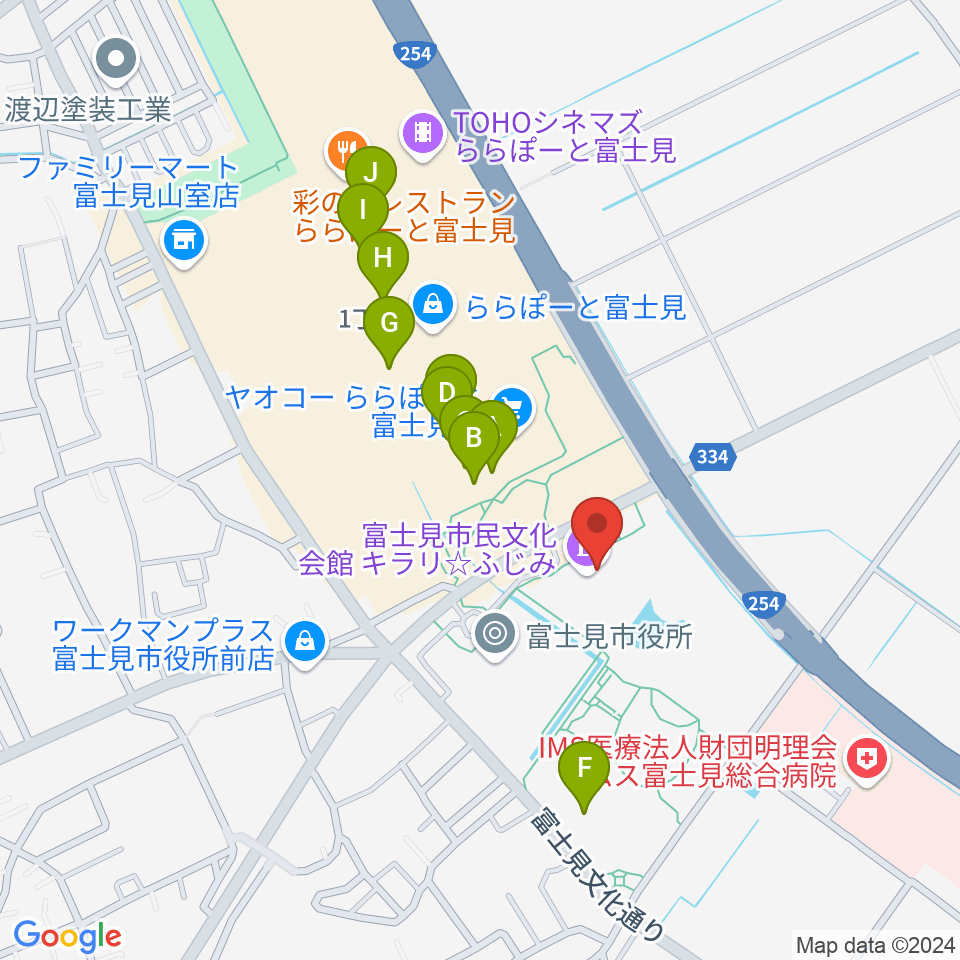 富士見市民文化会館キラリふじみ周辺のカフェ一覧地図