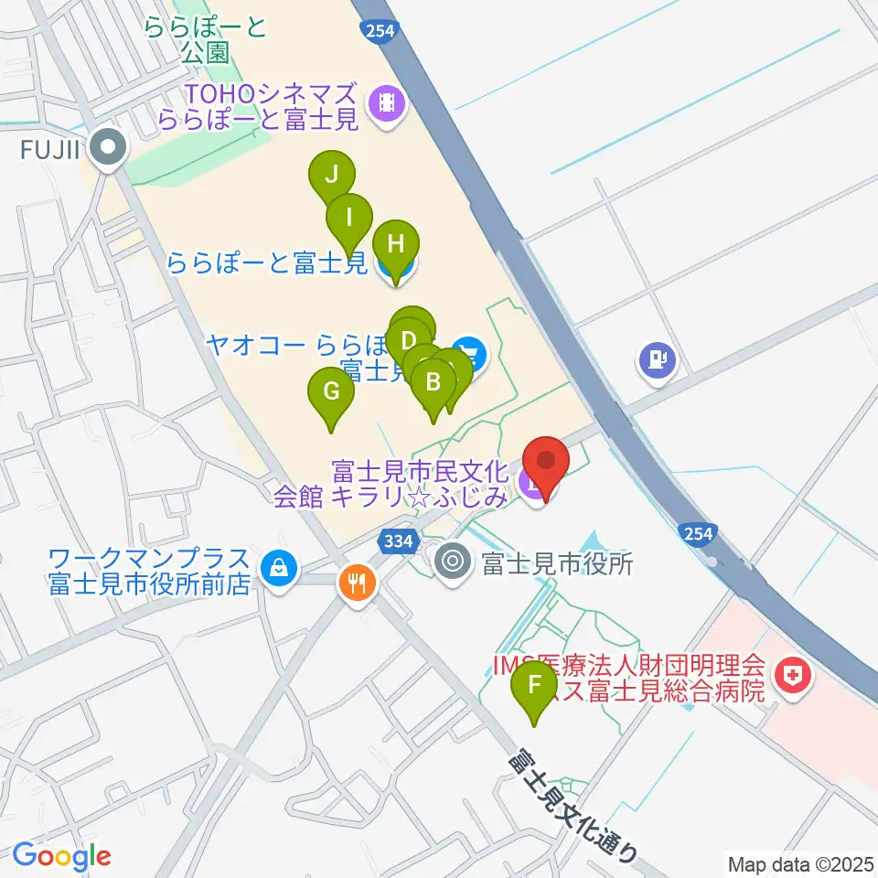 富士見市民文化会館キラリふじみ周辺のカフェ一覧地図