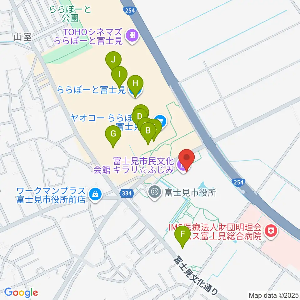 富士見市民文化会館キラリふじみ周辺のカフェ一覧地図