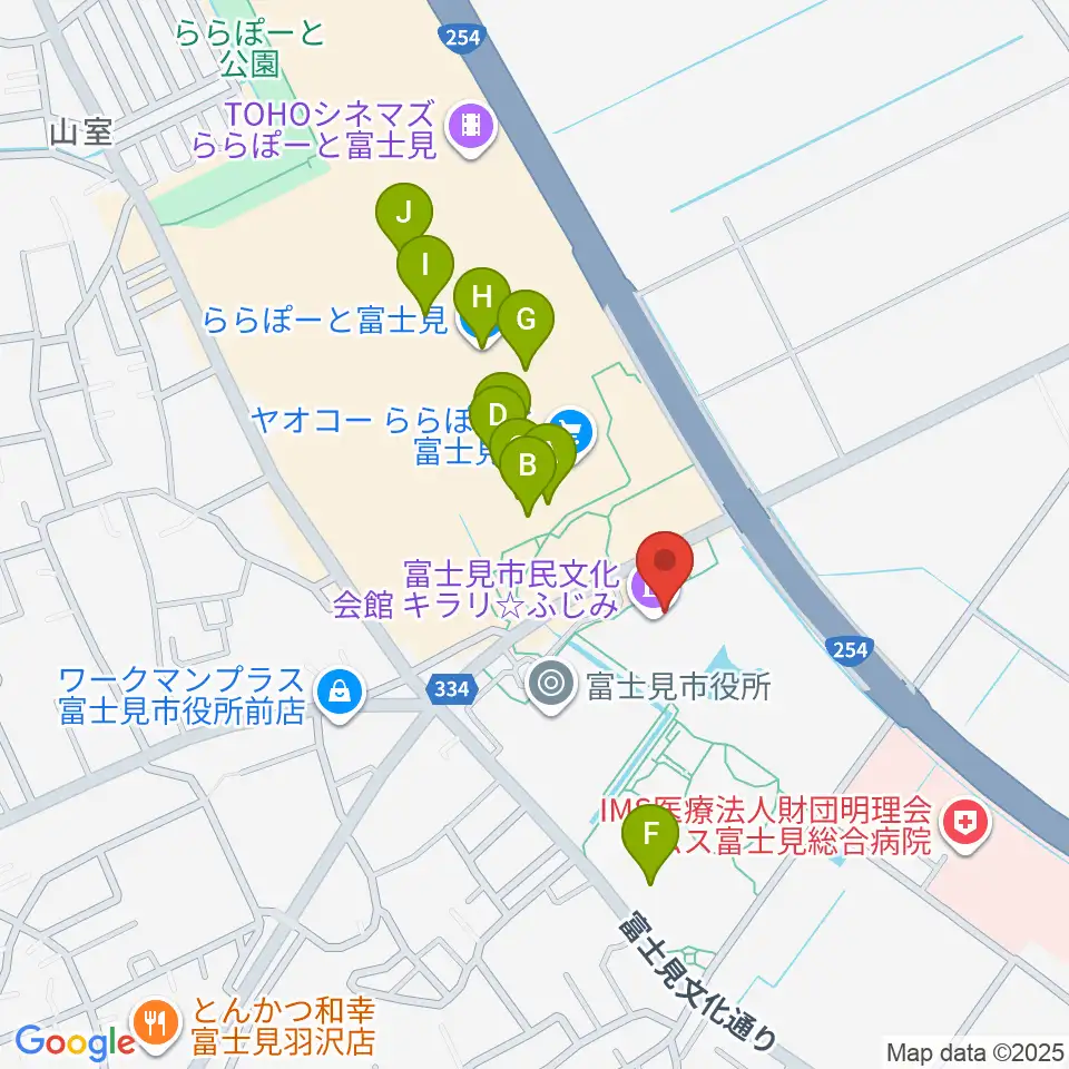 富士見市民文化会館キラリふじみ周辺のカフェ一覧地図