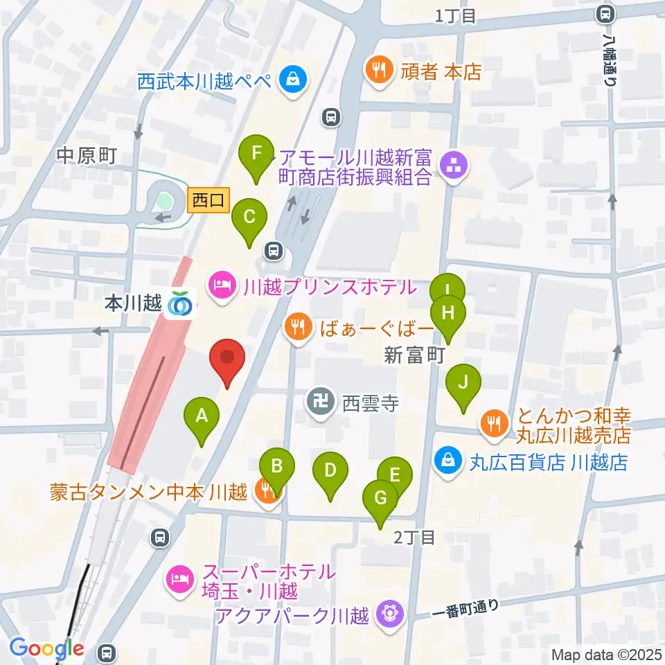 川越ステップヘブン周辺のカフェ一覧地図