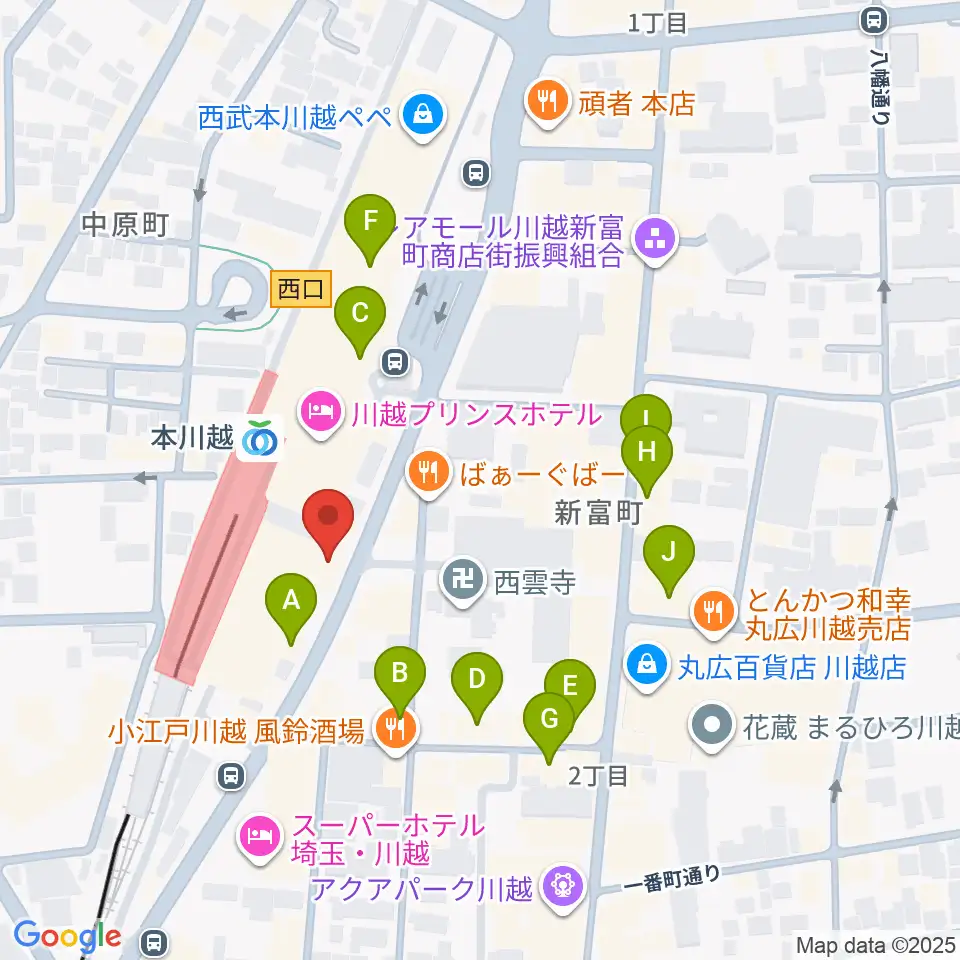 川越ステップヘブン周辺のカフェ一覧地図