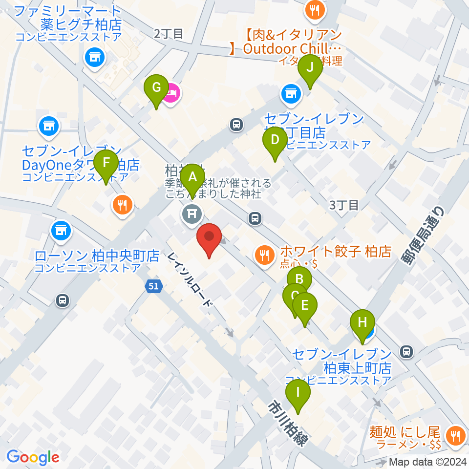 柏PALOOZA周辺のカフェ一覧地図