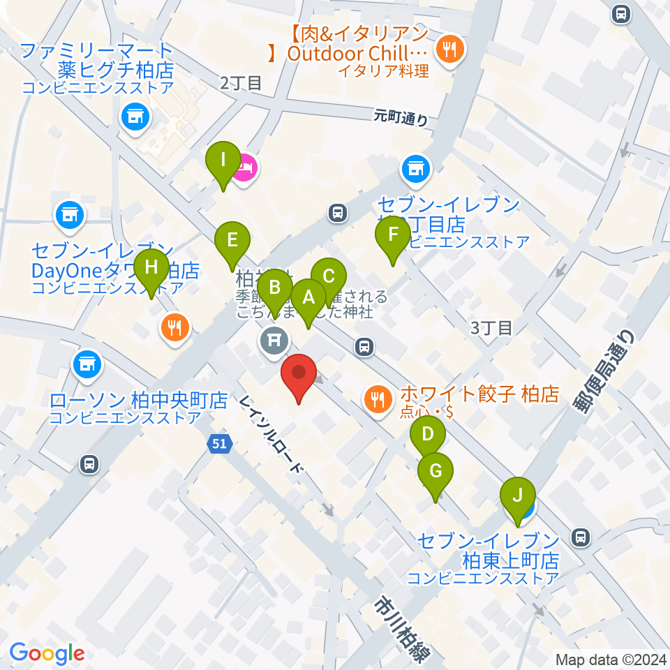 柏PALOOZA周辺のカフェ一覧地図