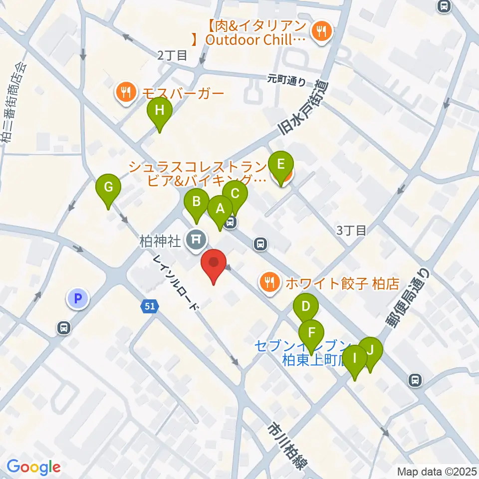 柏PALOOZA周辺のカフェ一覧地図