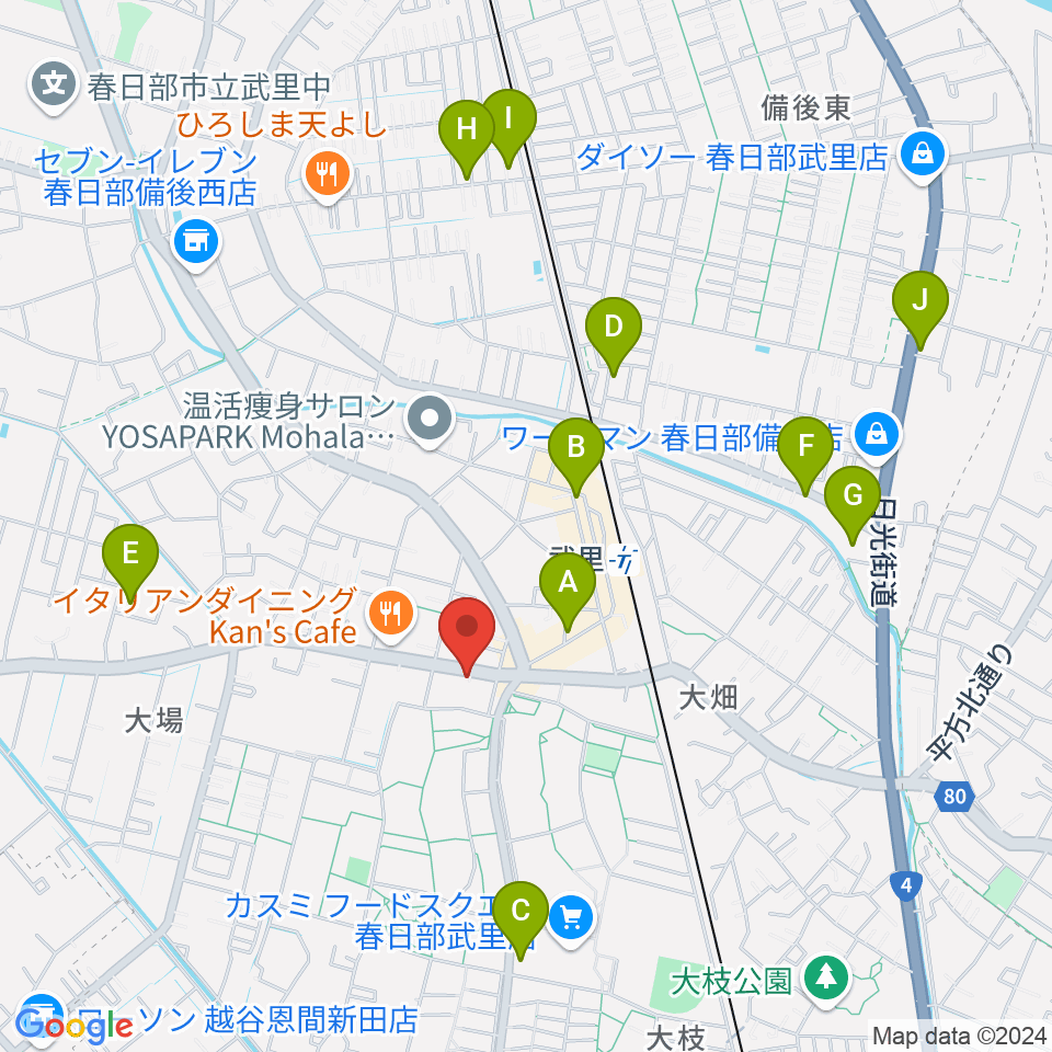 小宅楽器周辺のカフェ一覧地図