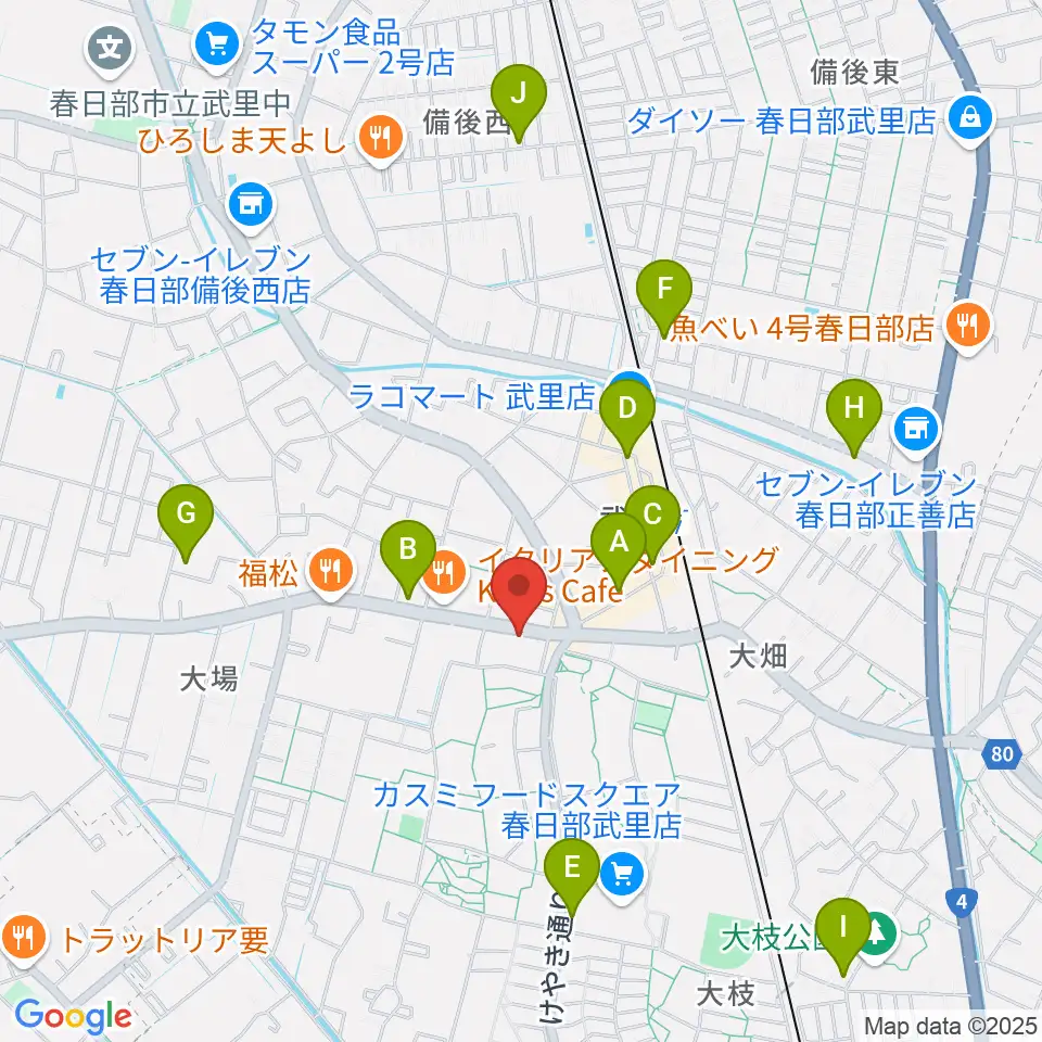 小宅楽器周辺のカフェ一覧地図