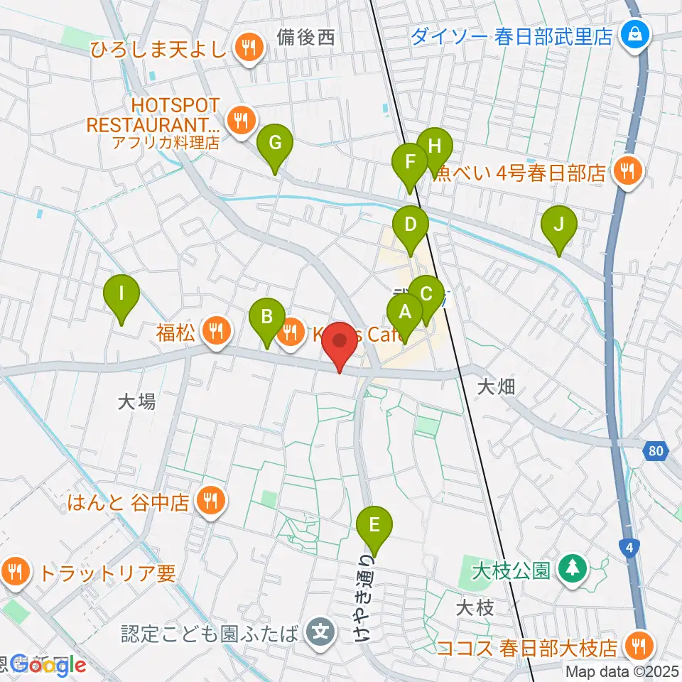 小宅楽器周辺のカフェ一覧地図