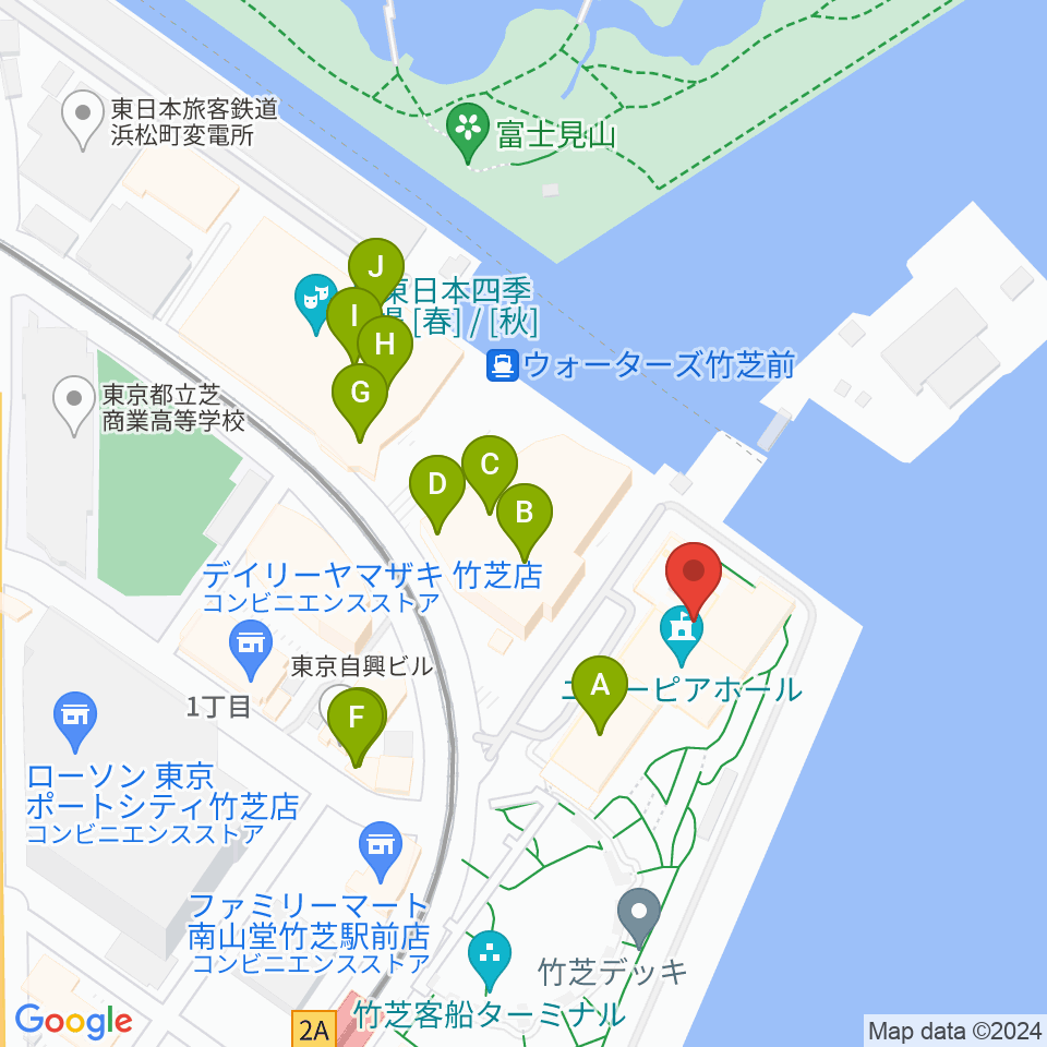 ニューピアホール周辺のカフェ一覧地図