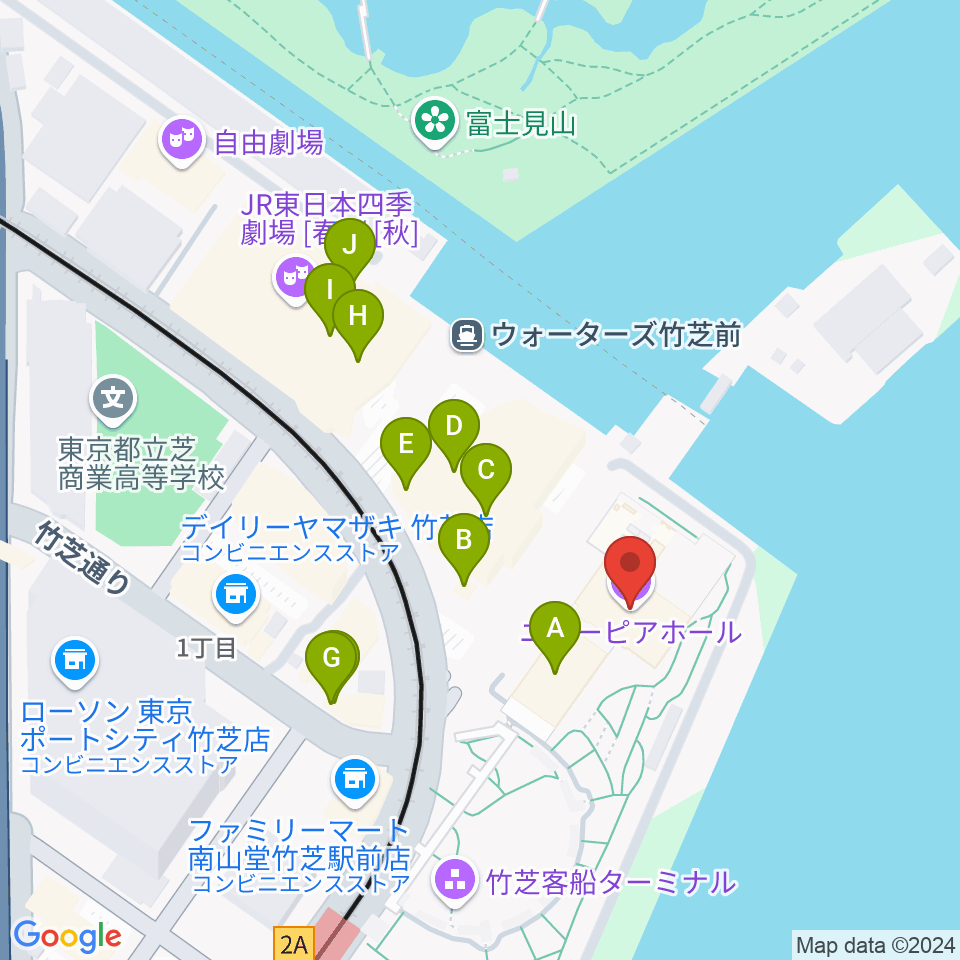 ニューピアホール周辺のカフェ一覧地図