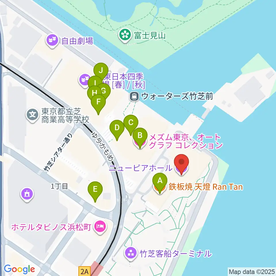 ニューピアホール周辺のカフェ一覧地図
