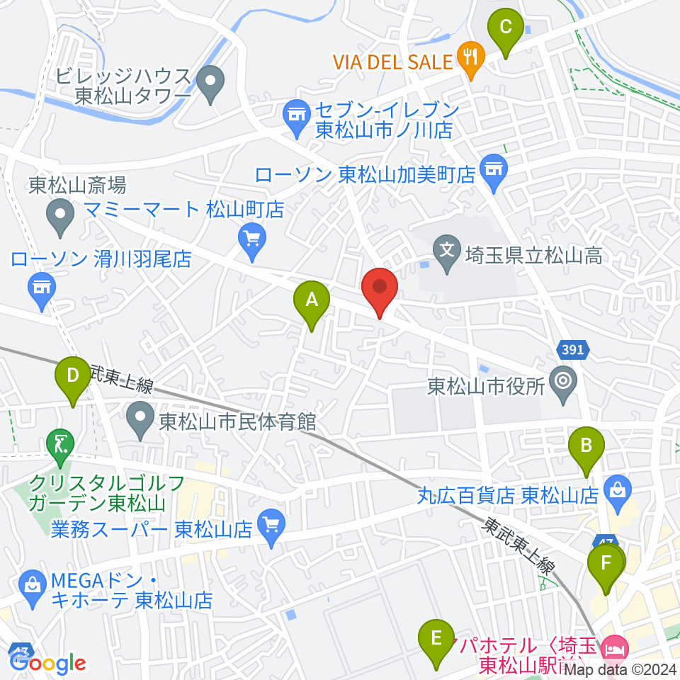 杉田楽器店周辺のカフェ一覧地図