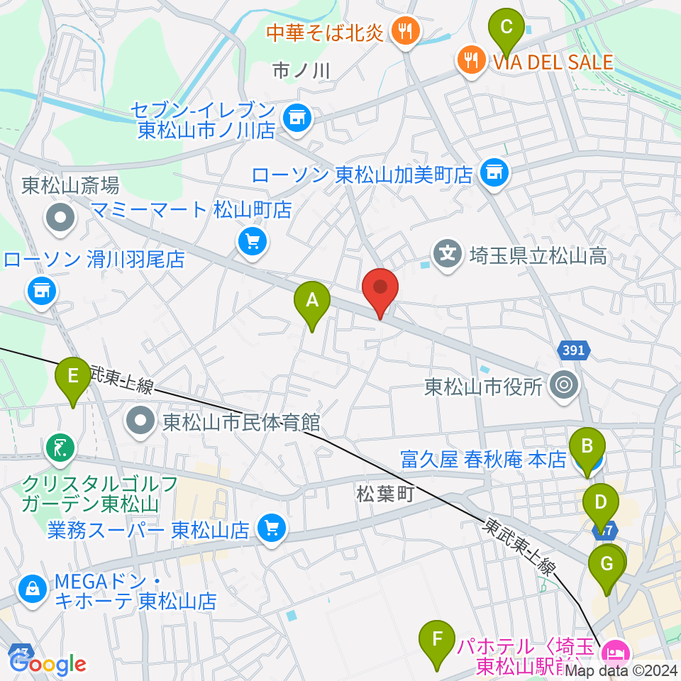 杉田楽器店周辺のカフェ一覧地図