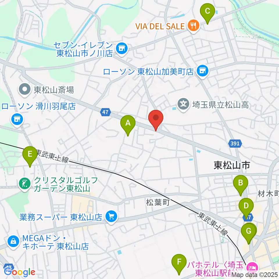 杉田楽器店周辺のカフェ一覧地図