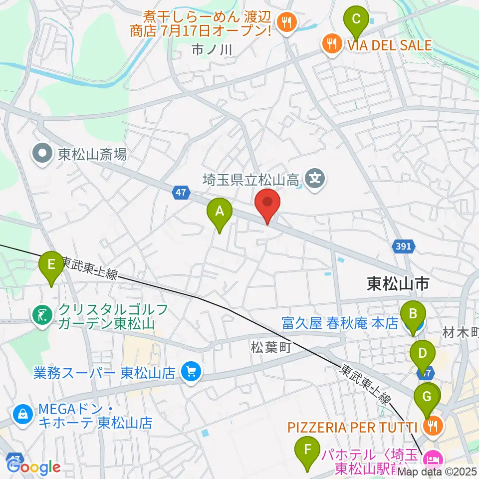 杉田楽器店周辺のカフェ一覧地図