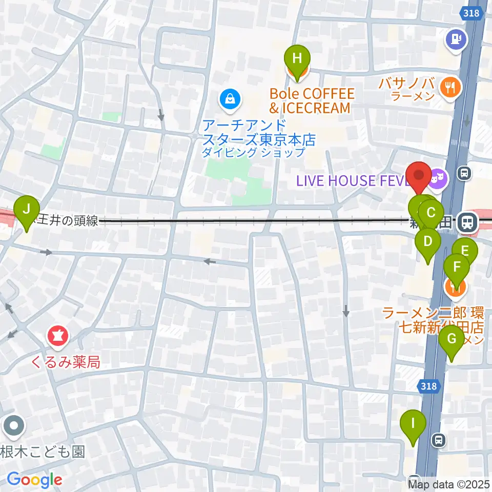 新代田FEVER周辺のカフェ一覧地図