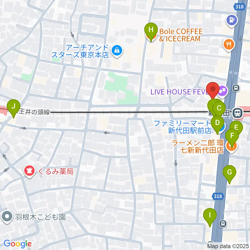 新代田FEVER周辺のカフェ一覧地図