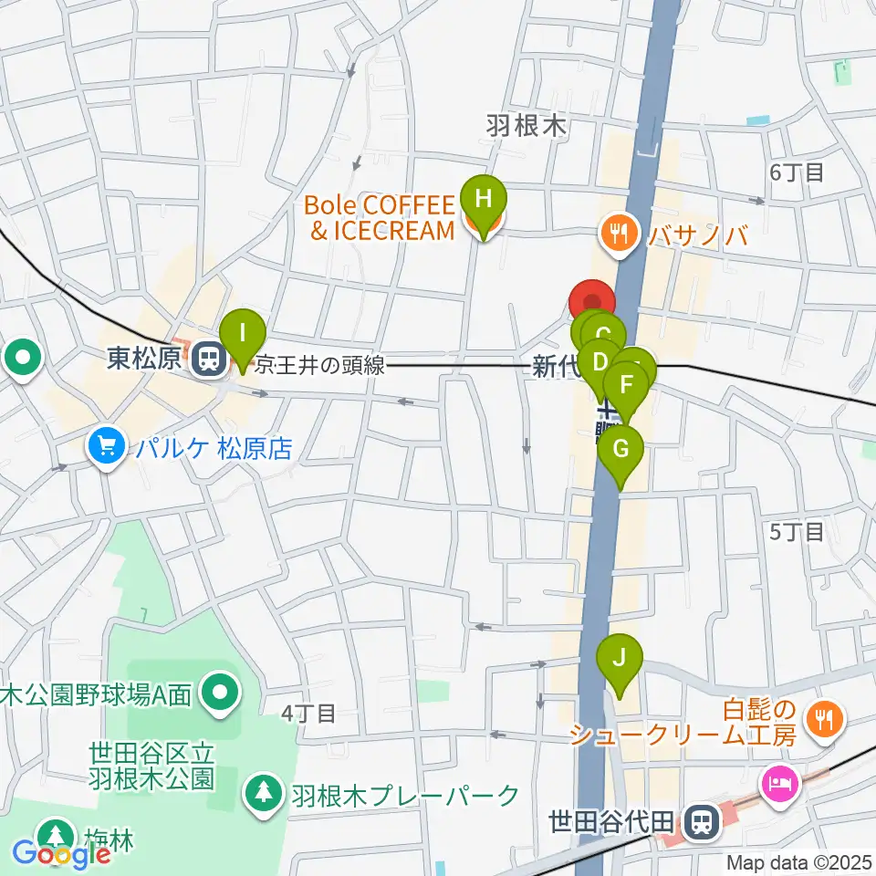 新代田FEVER周辺のカフェ一覧地図