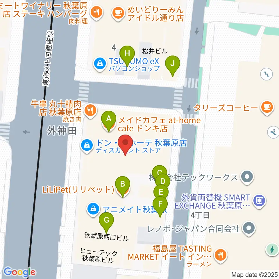 AKB48劇場周辺のカフェ一覧地図