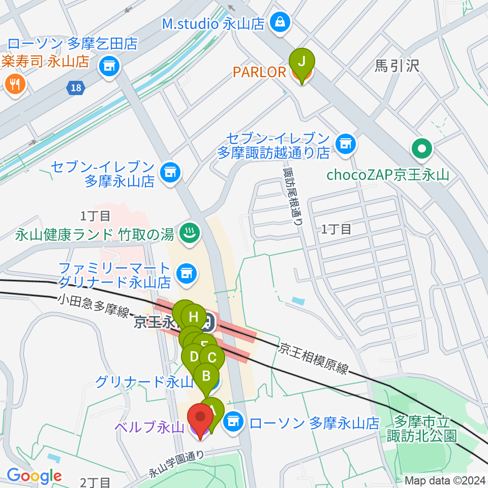 ベルブ永山周辺のカフェ一覧地図