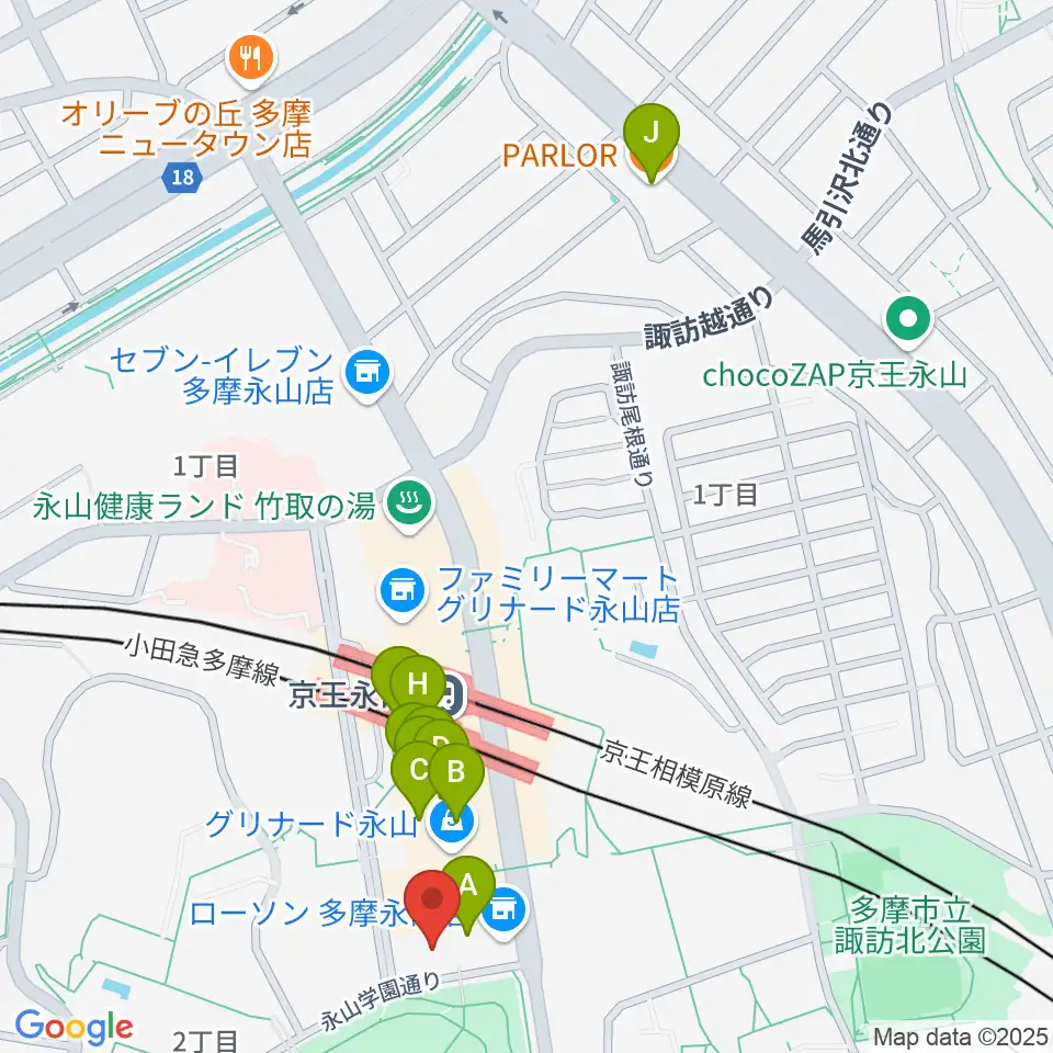 ベルブ永山周辺のカフェ一覧地図