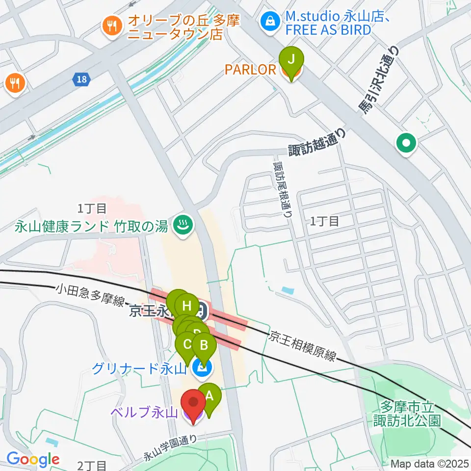 ベルブ永山周辺のカフェ一覧地図