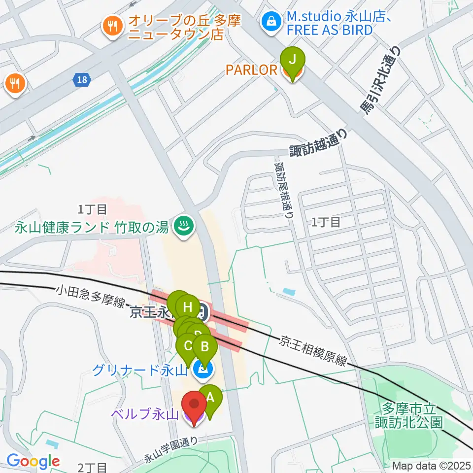 ベルブ永山周辺のカフェ一覧地図