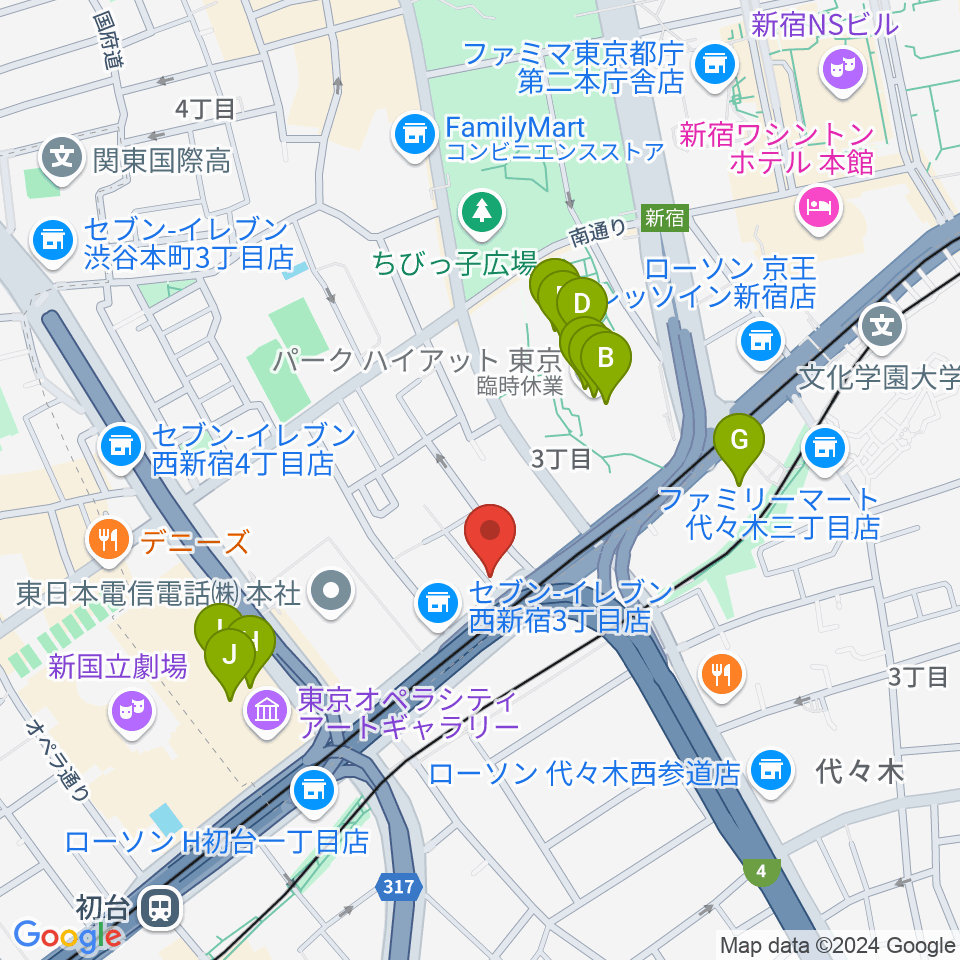 初台WALL周辺のカフェ一覧地図