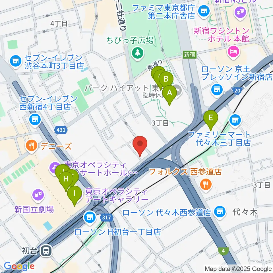 初台WALL周辺のカフェ一覧地図
