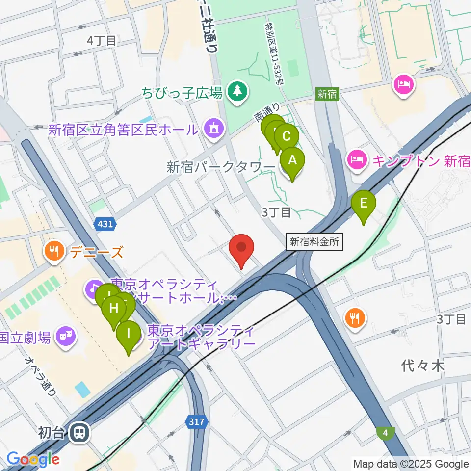 初台WALL周辺のカフェ一覧地図
