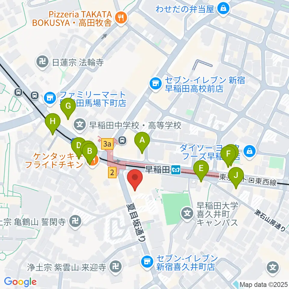 早稲田ZONE-B周辺のカフェ一覧地図