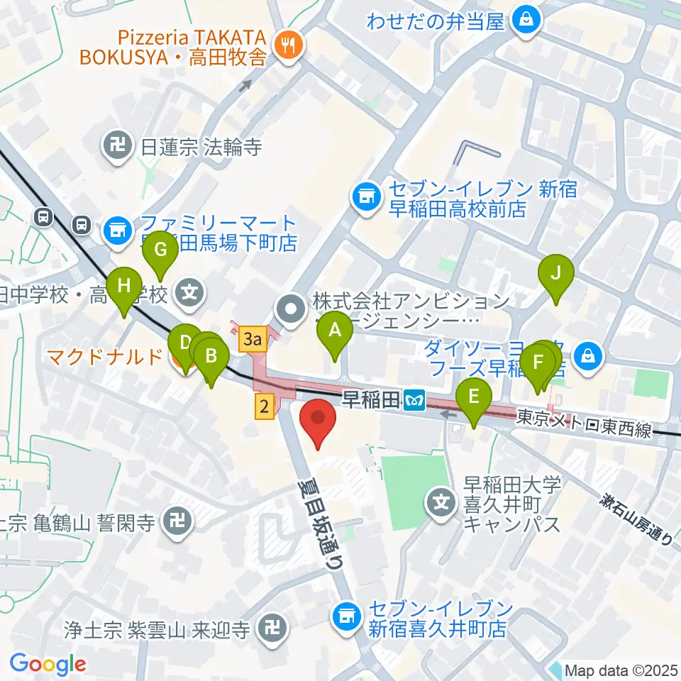 早稲田ZONE-B周辺のカフェ一覧地図